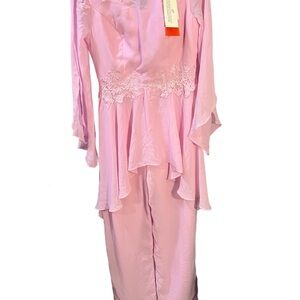 Luxurious Pink Satin Pant Suit with Elegant Design